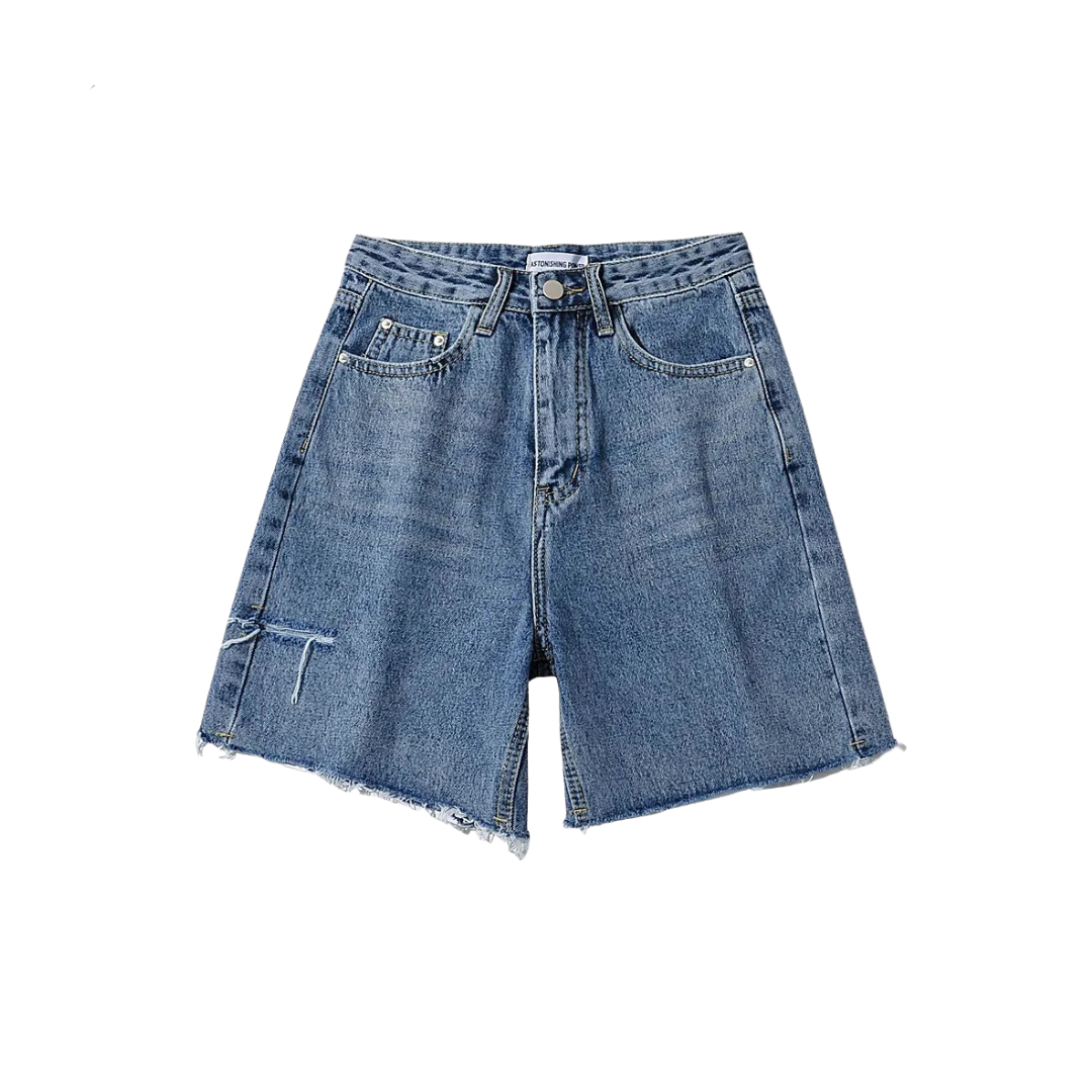 Alia Hi Rise Longline Denim Shorts mmel apparel